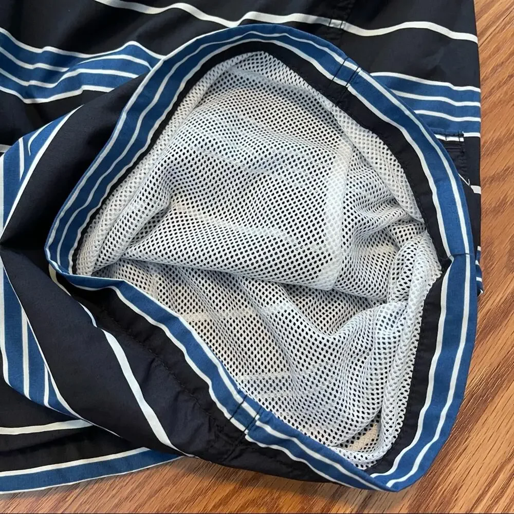 J. Crew Mens Blue Striped Swim Trunks Size 32